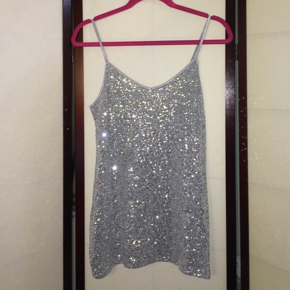 Express sequin top silver S