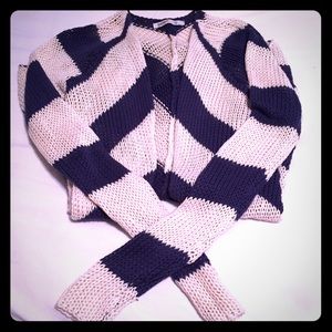Navy and White chevon striped sweater