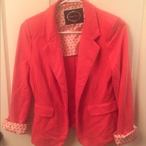 Coral Stretch Blazer with Polka Dot Lining
