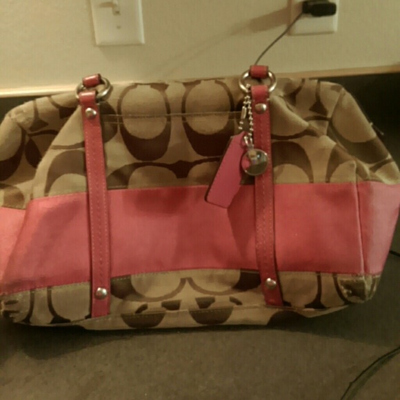 Pink and tan coach bag