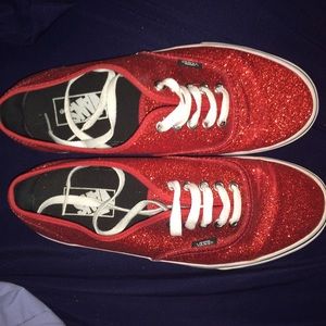 Red sparkly Vans!