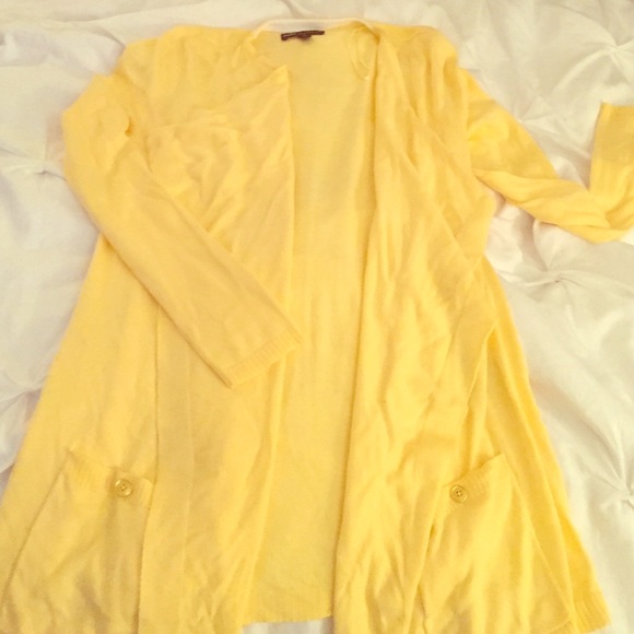 Long yellow cardigan