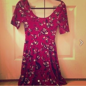 Floral Velvet Burgundy Dress