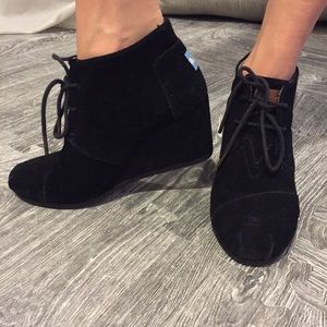 TOMS Black Suede Wedges