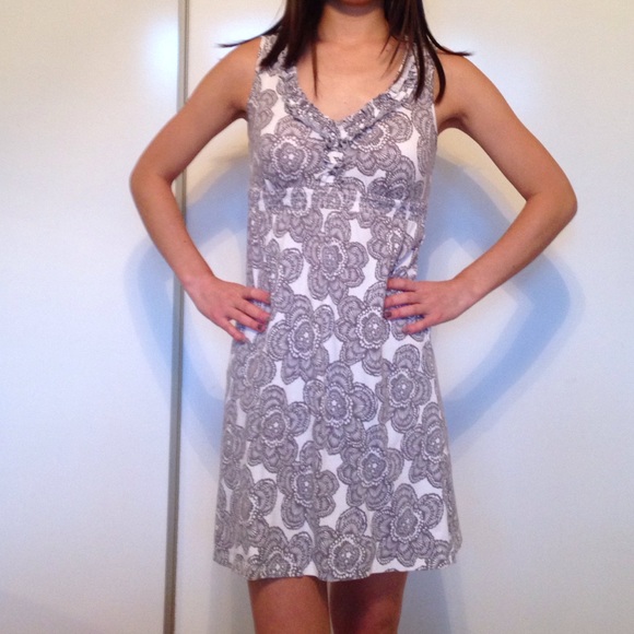 LOFT Gray floral cotton summer dress