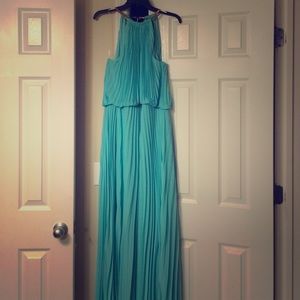 Aqua color formal dress.