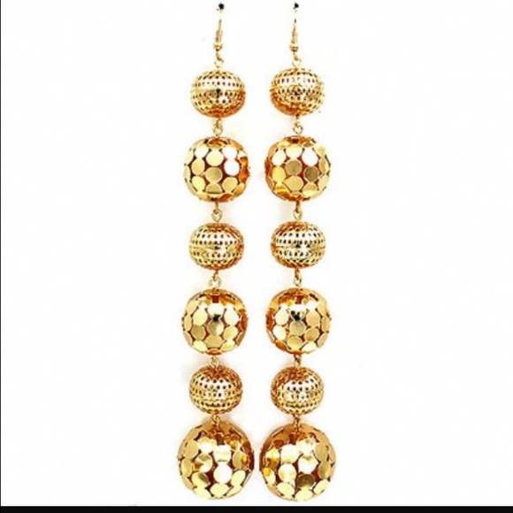 Golden ball dangle earrings