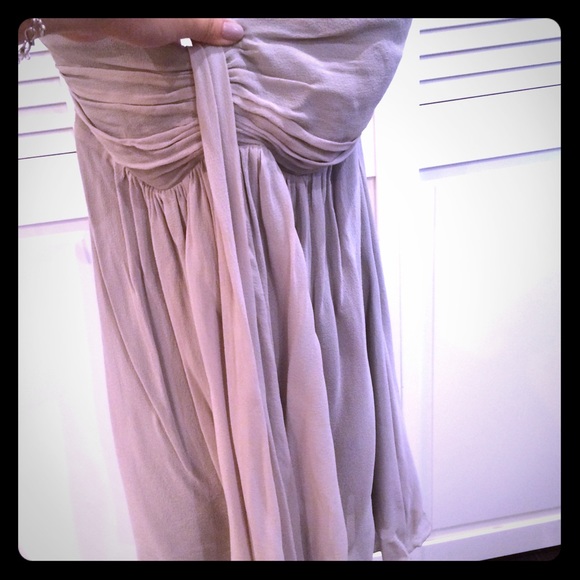 Grey silk chiffon strapless dress from Express  00