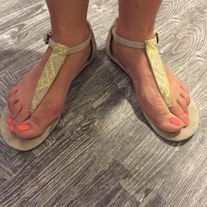 TOMS Burlap & Yellow Sandals