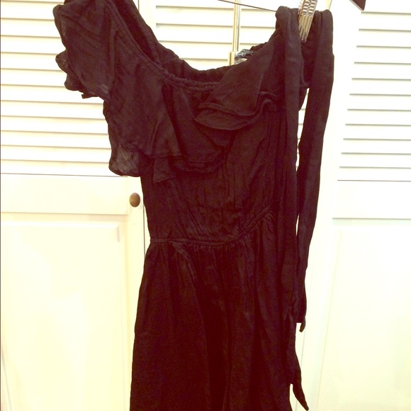 Black one shoulder sateen dress from Zara size XS
