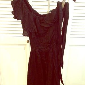 Black one shoulder sateen dress from Zara size XS