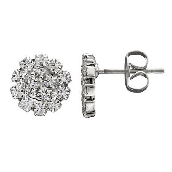 Duchess of Dazzle Crystal SilverTone Stud Earrings