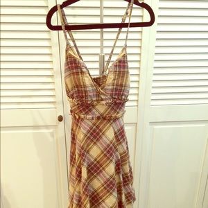 Plaid dress with low back and padded cups size XS
