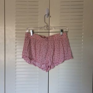 pink floral cotton shorts