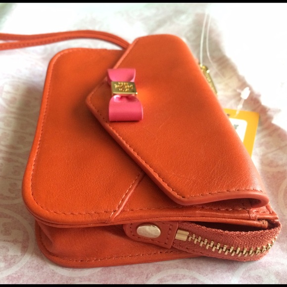 Tory Burch Pink Bow/Equestrian Orange Wristlet - Picture 4 of 4
