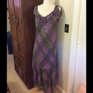 Sharon Max purple green long dress sz XXL