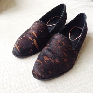 Calf hair loafer flat