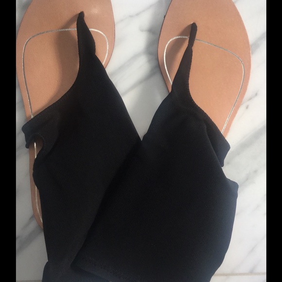 black cloth sandals