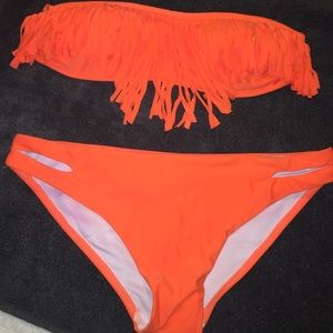 Orange fringe bikini