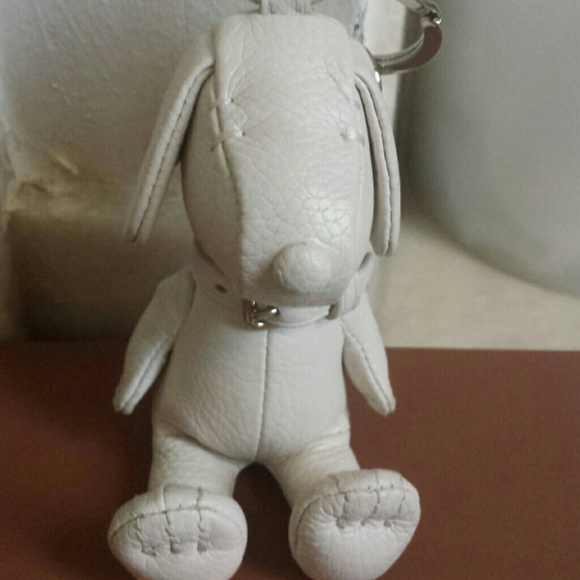 COACH x Peanuts Snoopy Leather White Key Fob Chain - Picture 1 of 4