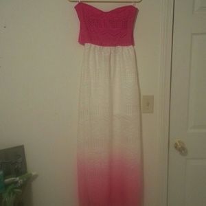SOLD Pink and White Ombre Maxi Dress