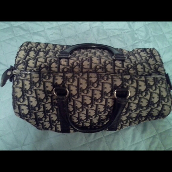 Vintage Dior Monogram Boston Bag in Navy