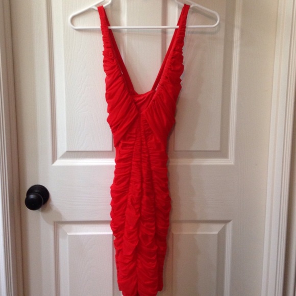 Bebe bright red coral dress