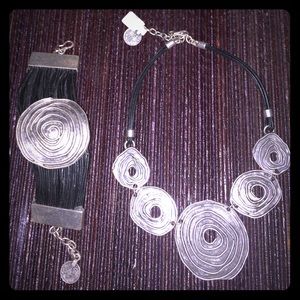 Rose Swirl Necklace and Bracelet Set