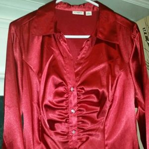 Hot red satin dress top