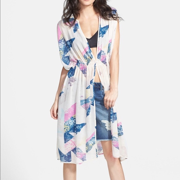 Tildon Tops - Graphic Print Kimono Cardigan