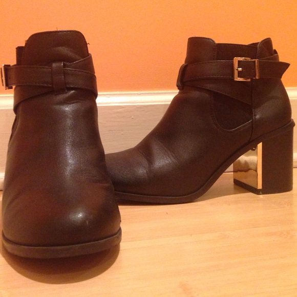 Black with Gold Heel Bootie