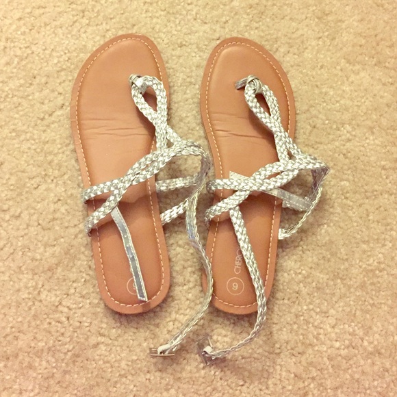 Silver Cherokee sandals, worn once!