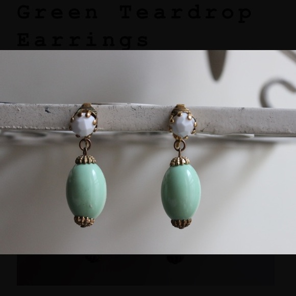 Vintage Mint Teardrop Earrings