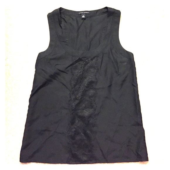 Banana Republic black silk & lace racerback shell