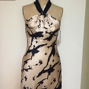 Silk print halter dress