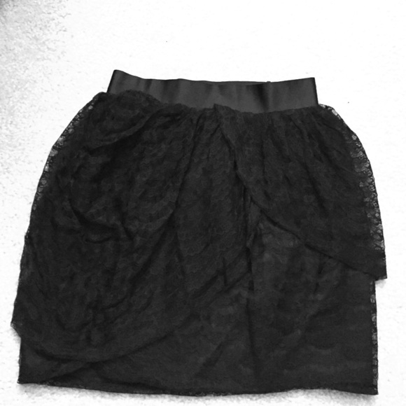 J. Crew tulip black lace skirt