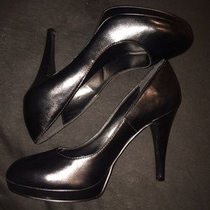 Black Faux Leather Heels