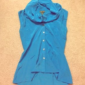 Anthropologie silk button cowl neck shell