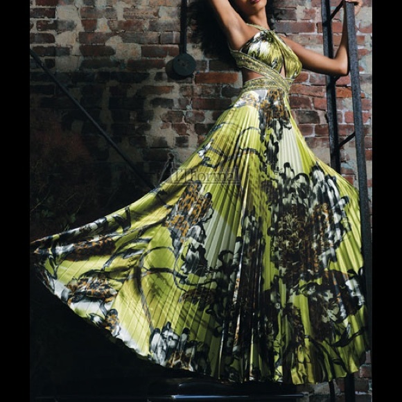Jovani exotic green multicolor floral gown
