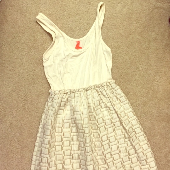 White and metallic gold tulip dress