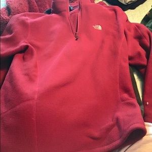 Red men's north face pullover