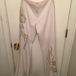 Gorgeous embellished white and gold cache pants