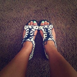 Polka Dot Lace Up Sandals