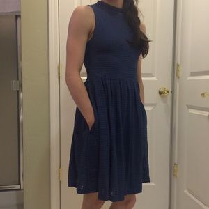 Grey-blue high neck Anthropologie dress