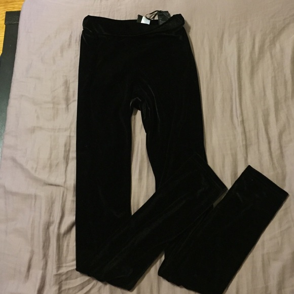 Black velvet leggings