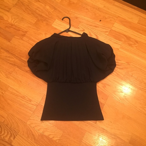 Pleated Navy High Neck Pleated Top