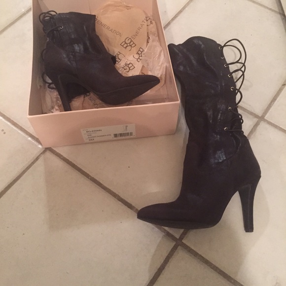 BCBG High Stretch Boots with Crisscross Lace