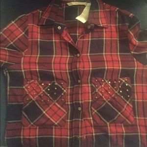 Zara Flannel top with Studded pockets