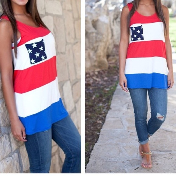 Red, white and blue tank top