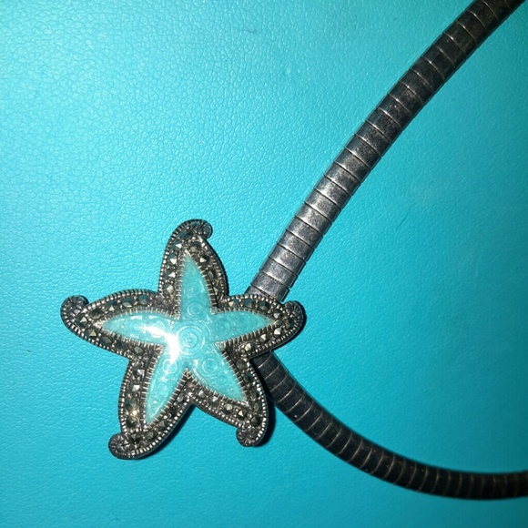 Sterling silver blue  starfish pendant